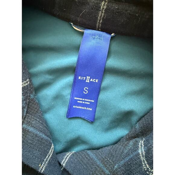 Kit & Ace Shirt Mens Size Small Blue Plaid Flannel Long Sleeve Windowpane - Picture 2 of 3